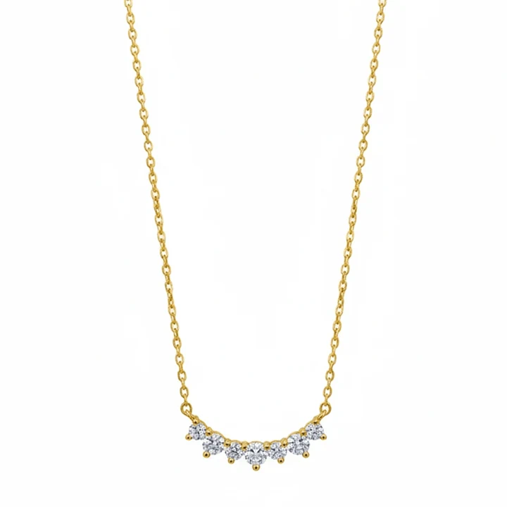 שרשרת עם שיבות זירקונים ציפוי זהב