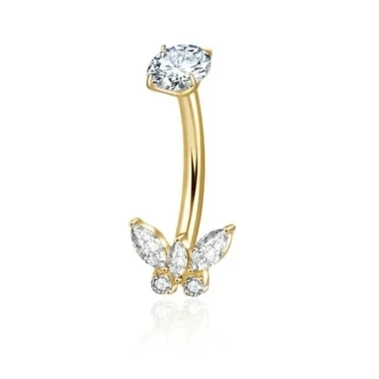 עגיל פירסינג ג'ייד ציפוי זהב